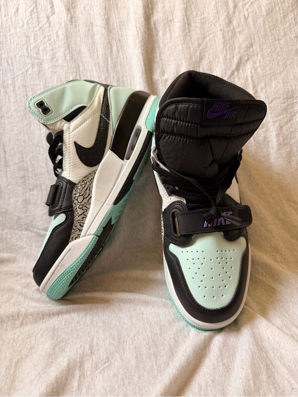 Nike High-Top Sneakers in Mint, Black & White with Purple Accents